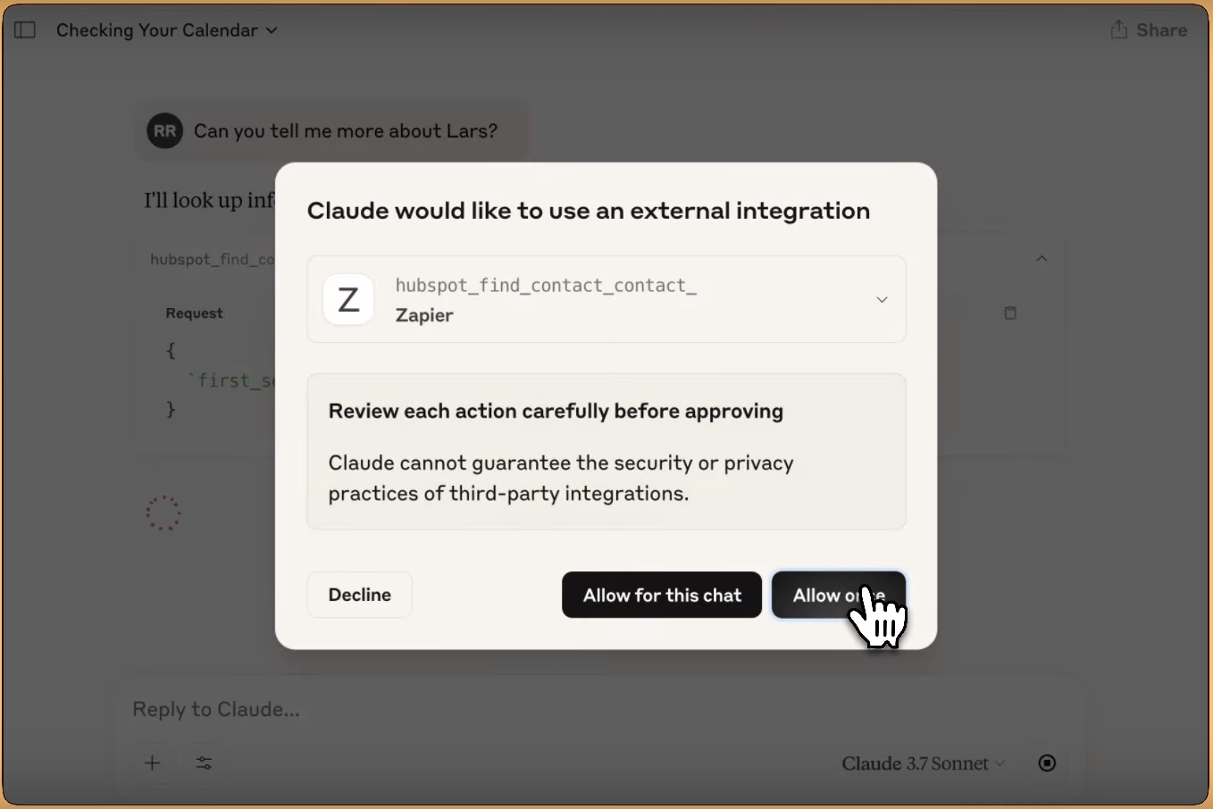 Claude führt Integrationen ein. Als Beispiel wird die Integration von Zapier gezeigt.